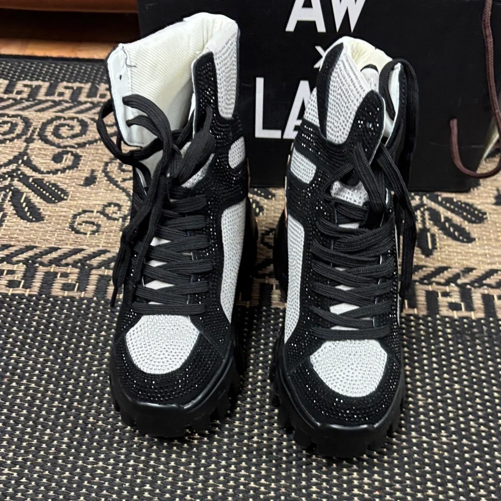 Anthony Wang x LASR Black and White High-Top Sneakers women’s 7.5 - Picture 6 of 13